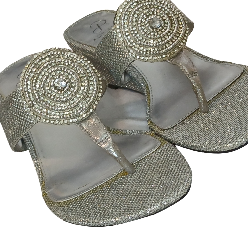 Adrianna Papell Silver Beaded Sandals